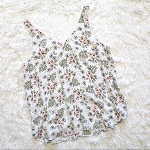 Loft White Floral Flowy Sleeveless Blouse Size XS
